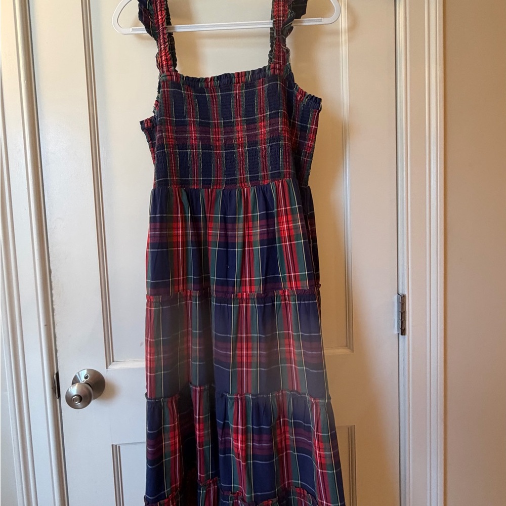 J. Crew Factory Women’s Dress in Navy and Red Plaid